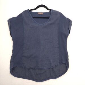 Women's Blue V-Neck Blouse